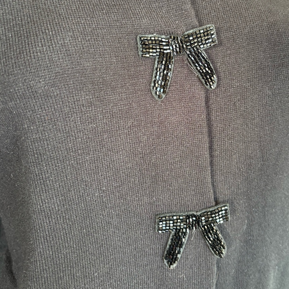 EXPRESS Women’s Beaded Bow Cardigan Elegant Understated Sophisticated Holiday - Picture 7 of 7